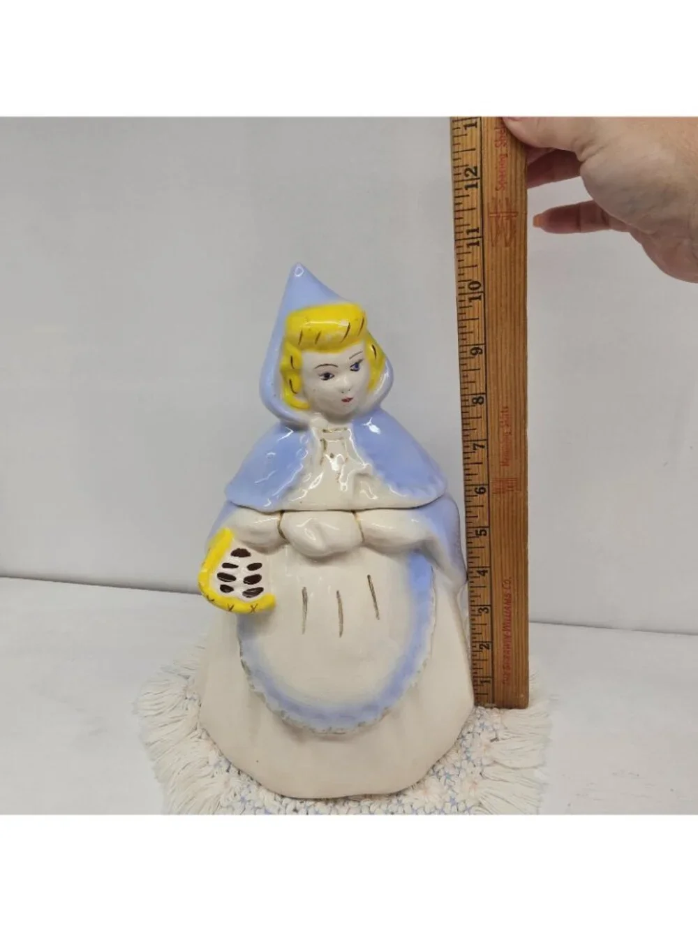 Vintage McCoy 11” Cookie Jar Dutch Cinderella Red Riding Hood Blue Cape